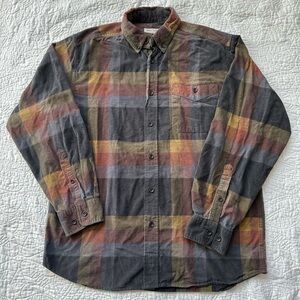 Men’s Basic Options Plaid Corduroy Button-Up Long Sleeve Shirt Large